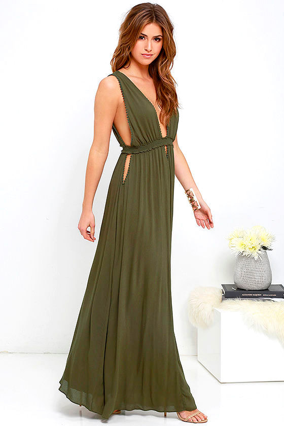 Maxi Dress - Olive Green Dress ...